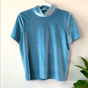 Madewell Teal Velvet MockneckTop